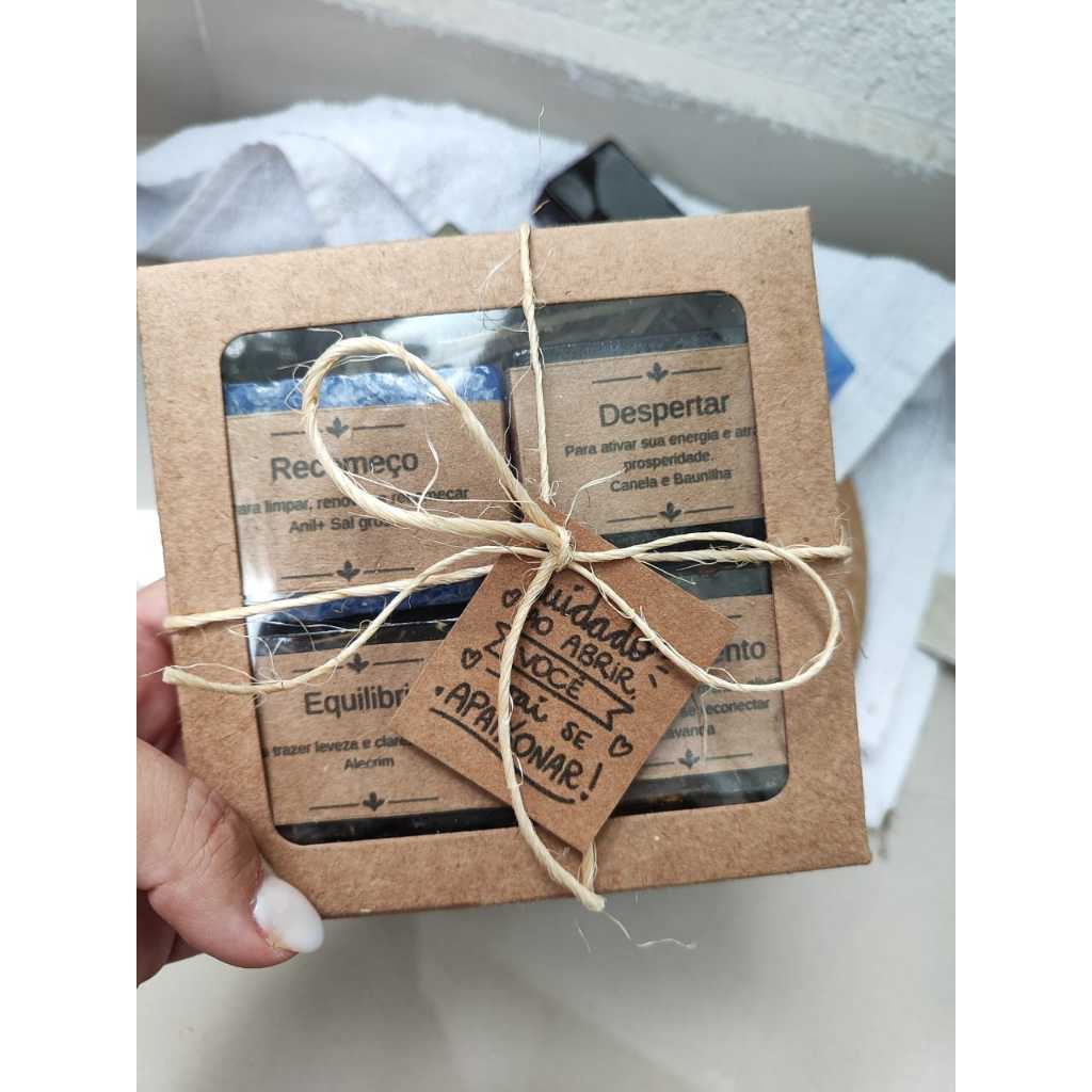 Kit 4 mini sabonetes artesanais - Presente Autocuidado