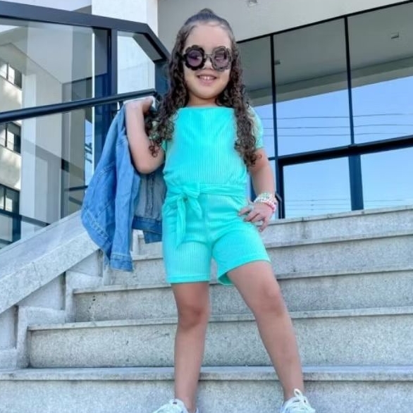 Macaquinho infantil menina mini diva manga de tule modinha fashion verão