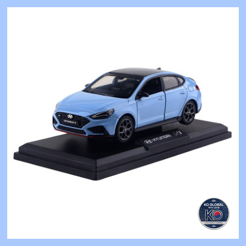 [Coréia] 🇰🇷 Hyundai i30 N Fastback (FB) Mini Carro Fundido 1 : 38 Com Suporte De Exibição/Brinquedo Modelo Pull-Back Azu