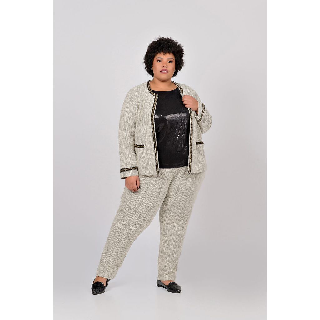 Calça cigarrete tweed  plus size