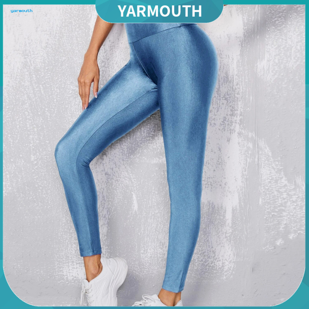 High Waist Women Leggings Sports Style Women’s Glossy Slim Fit Yoga Pants Solid Color Activewear for Spring Autumn –