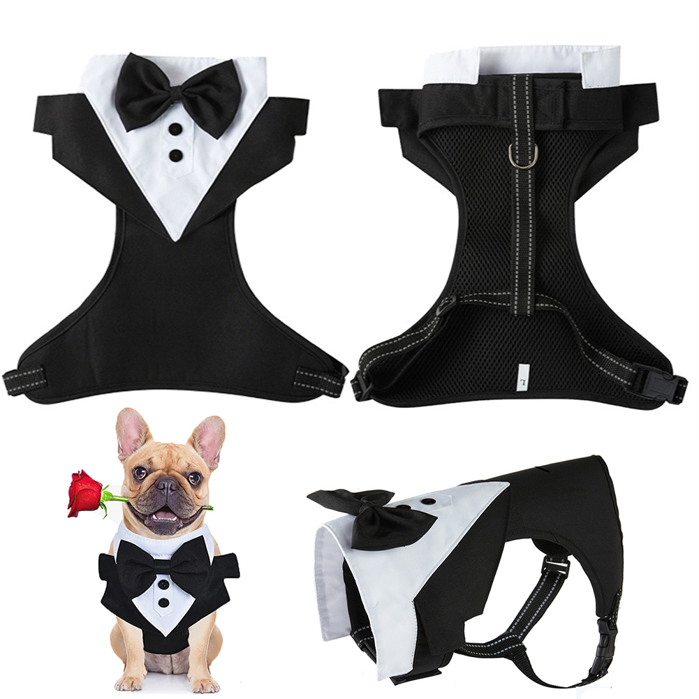 Cavalheiro Roupa De Cão Casamento Camisa Formal Para Cães Pequenos Bowtie Tuxedo Cachorro Pets Arreios Colete Peito
