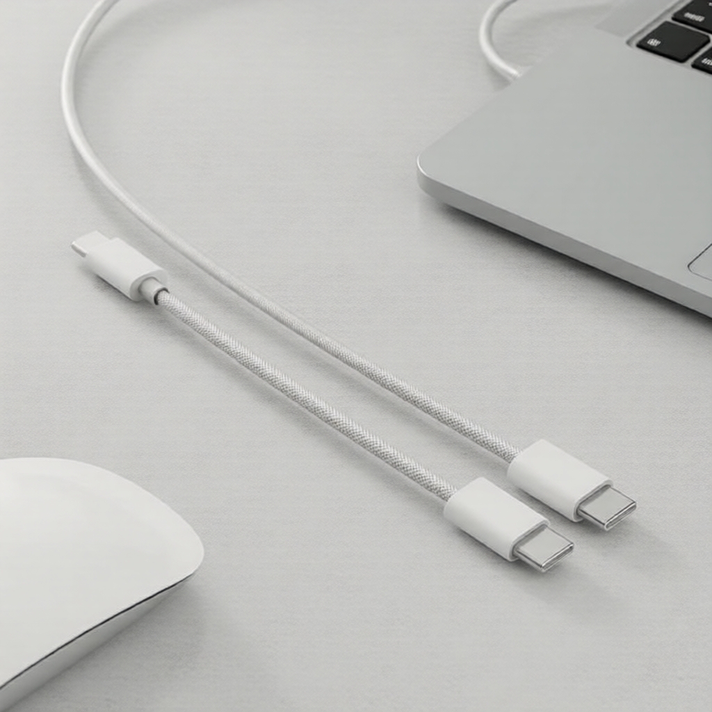 Cabo de Carregamento Rápido USB-C 60W PD para Apple iPhone 15 16 17 Pro Max, trançado, conector Tipo-C para Samsung