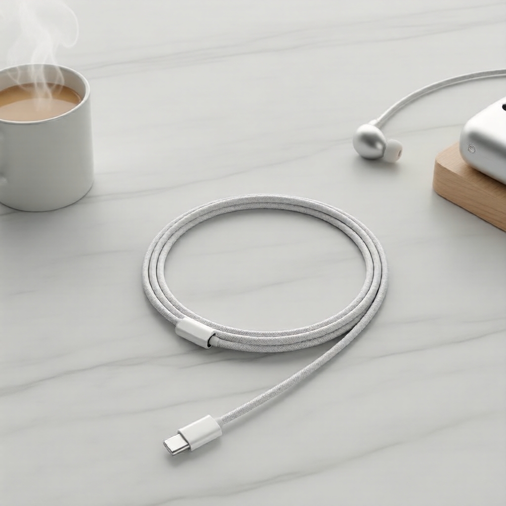 Cabo de Carregamento Rápido USB-C de 60W, Cabo Tipo C Trançado para Apple iPhone 15/16/17 Pro Max e Samsung