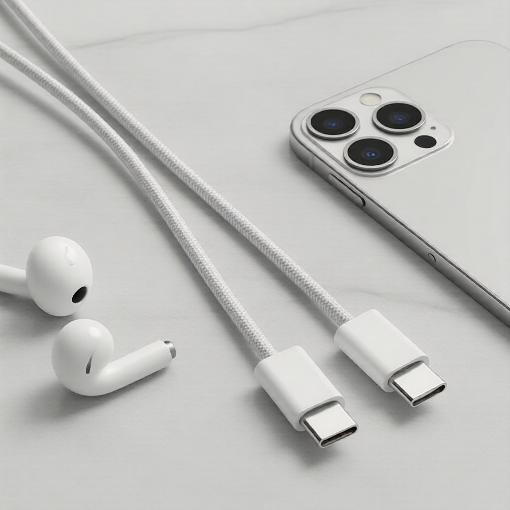 Cabo de Carregamento Rápido USB-C 60W PD, trançado Tipo C para Apple iPhone 15 16 17 Pro Max e Samsung