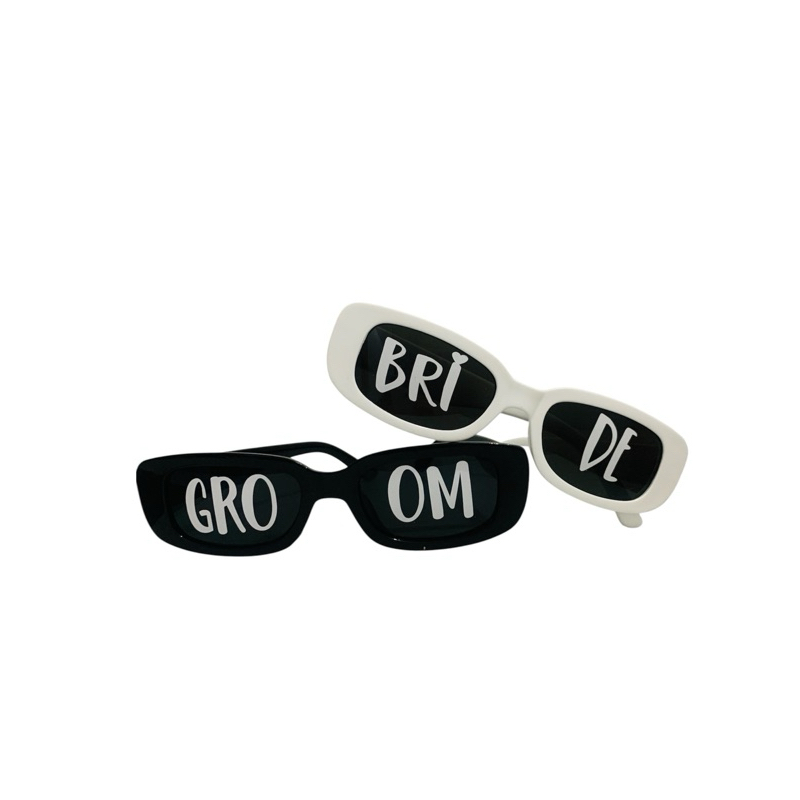 kit 1 oculos Branco Bride 1 oculos Preto Groom Retro Casamento Festa