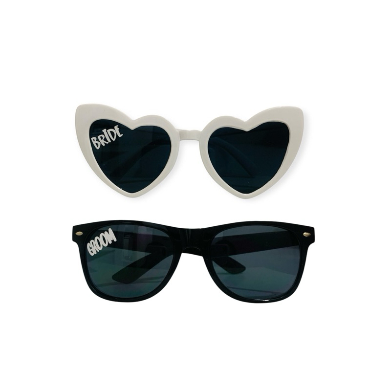 1 Oculos Coração Bride 1 oculos Preto Groom Festa Casamento Pré wedding