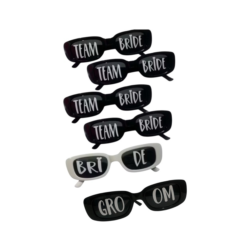 Kit 7 Oculos Retro 1 Bride 1 Groom 5 Team Bride Casamento Despedida