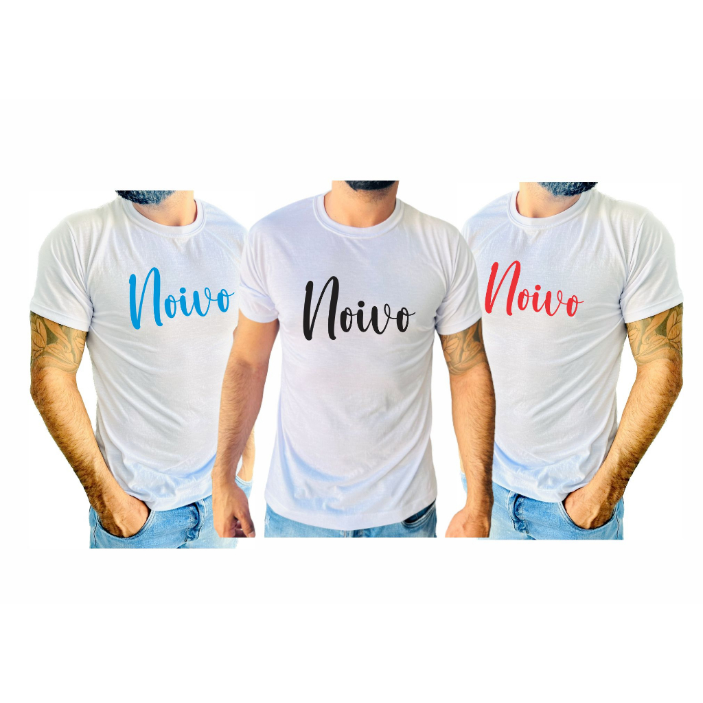 Camiseta Branca Noivo Escolha a Cor da Estampa Groom Casamento