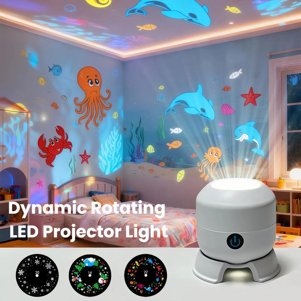 Lâmpada De Projeção Ocean World Ajustável Dinâmica Rotativa LED Projetor Luz USB Plug-in 360 ° Design De Base Exclusivo
