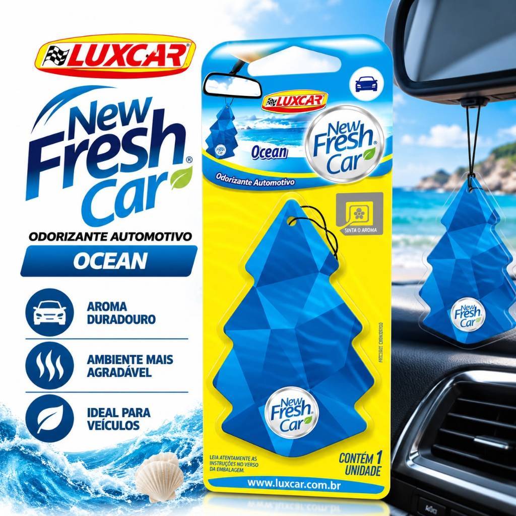 Odorizante De Carro Luxcar New Fresh Car Ocean Com Fragrâncias Longa Duração E Design Em Cristal
