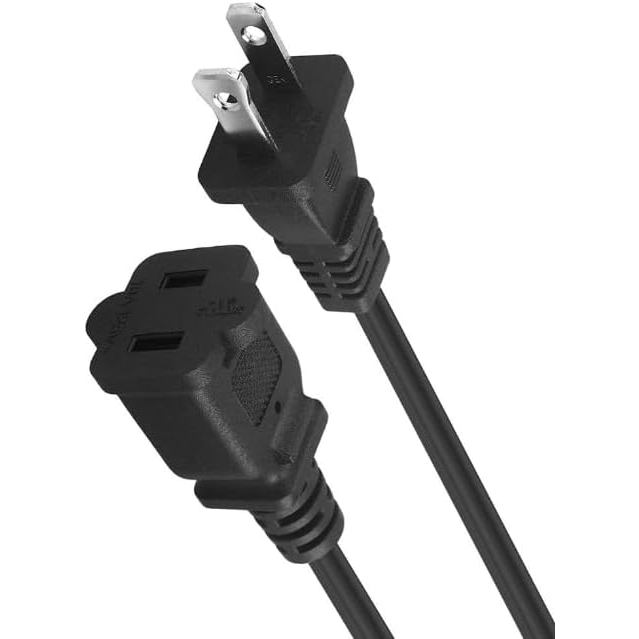 8-Foot Polarized American 2-Prong Male-to-Female Extension Power Cord, Replacement for American 2-Prong AC Male-to-Femal
