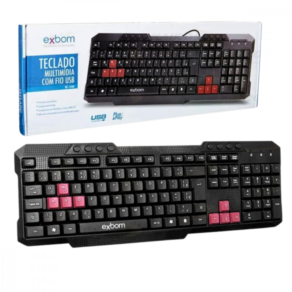 Teclado Multimídia  Tecla Game Plug & Play BK-144M