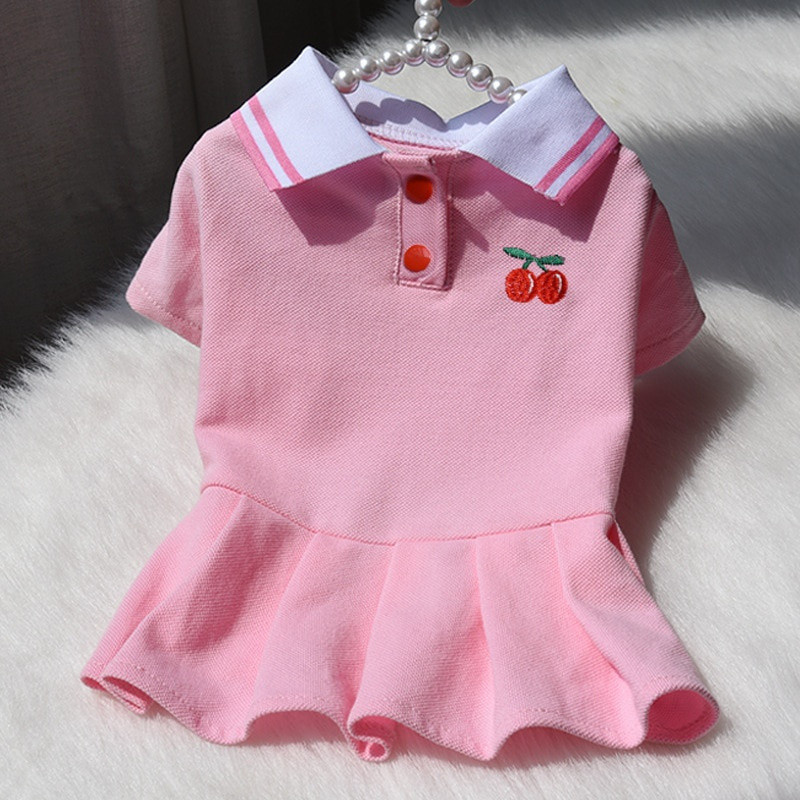 Spring Summer Dresses for Small Dogs Puppy Clothes Cute Polo Student Cat Skirt Dress Princess Pet Clothing