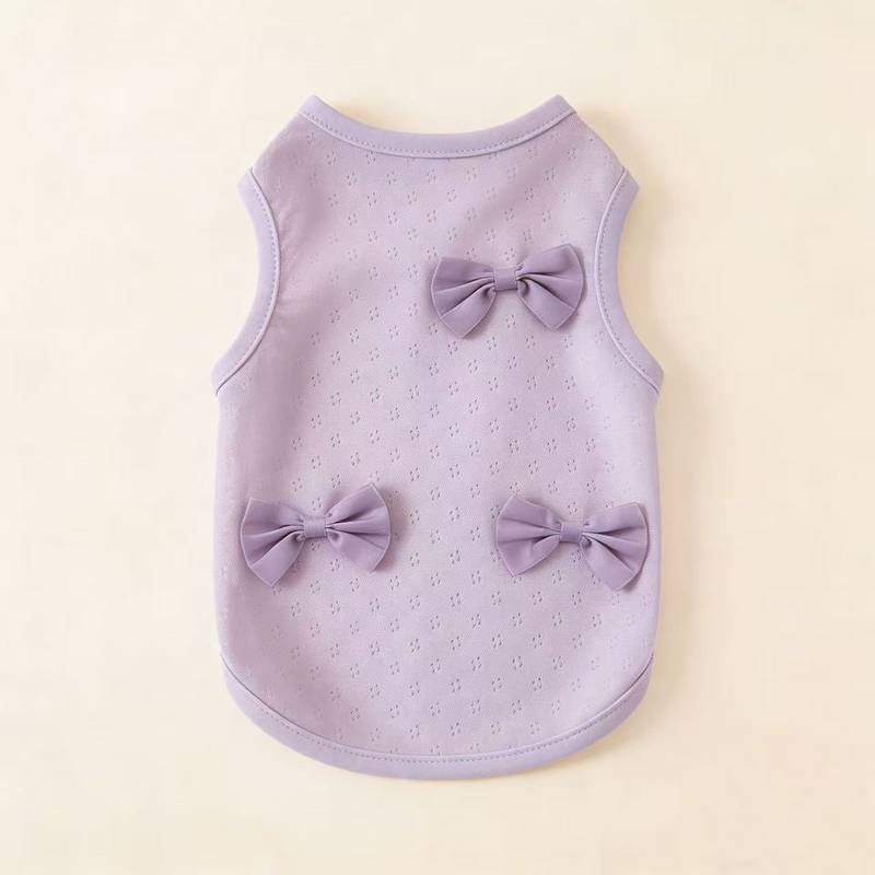 Pet Dog Clothes Spring and Summer Thin Breathable Mesh Bow Vest Medium-Sized Dog Corgi/French Bulldog Pug Ye8O