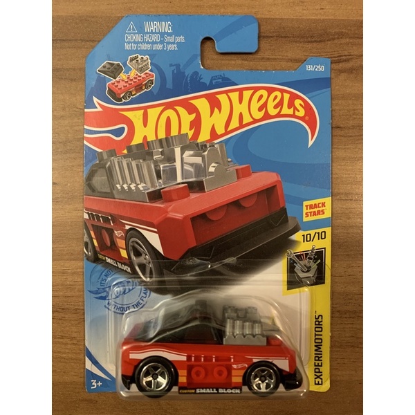 HOT WHEELS - Mattel - Lego - CUSTOM SMALL BLOCK - EXPERIMOTORS - #10/10 - #131/250 - GRX43 - TRACK STARS - Lego - Cartela Longa
