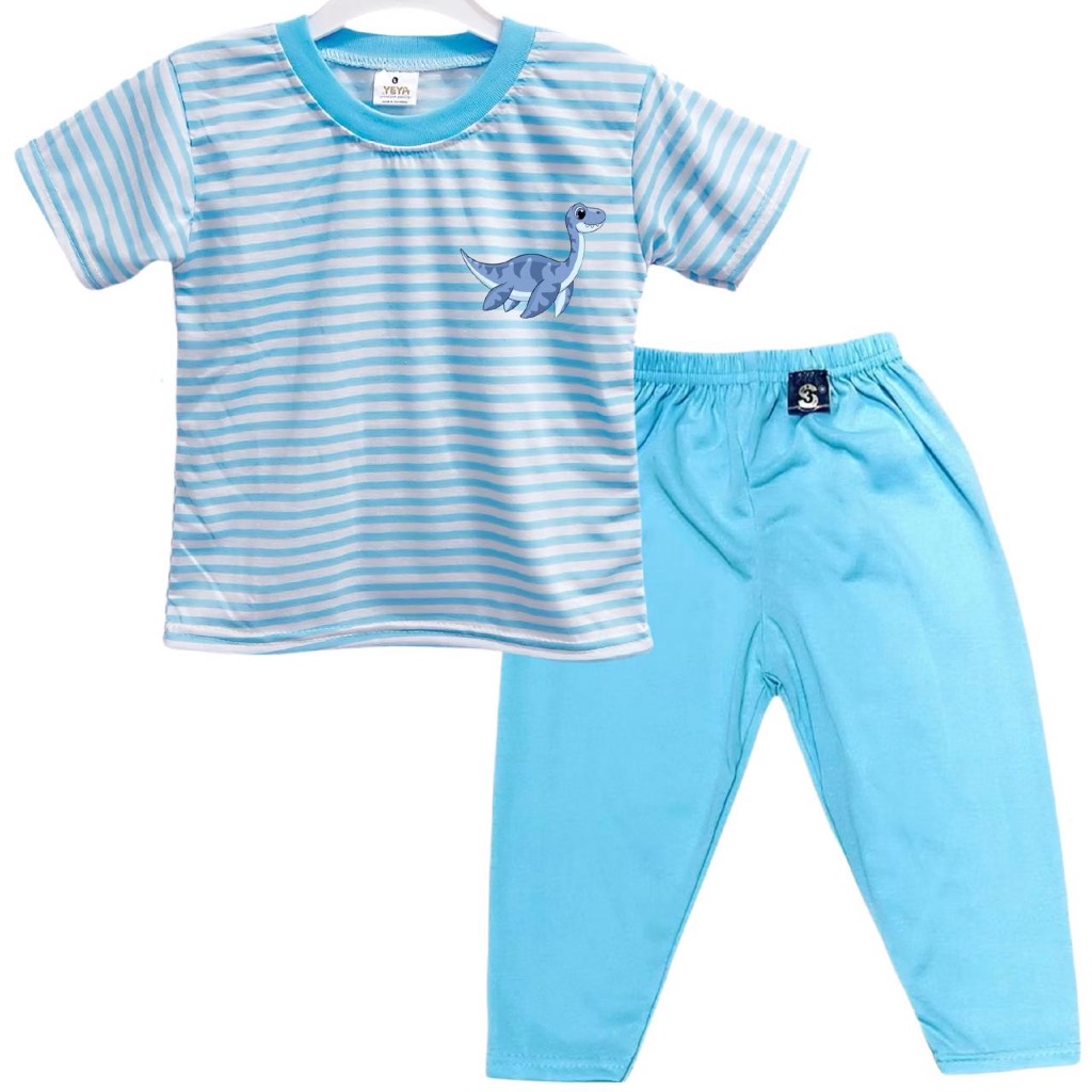 KATUN 3S YEYA-Conjunto Kids'stripe CP DTF/PRINT L0G0 PLESIO/DINOSAURUS Algodão