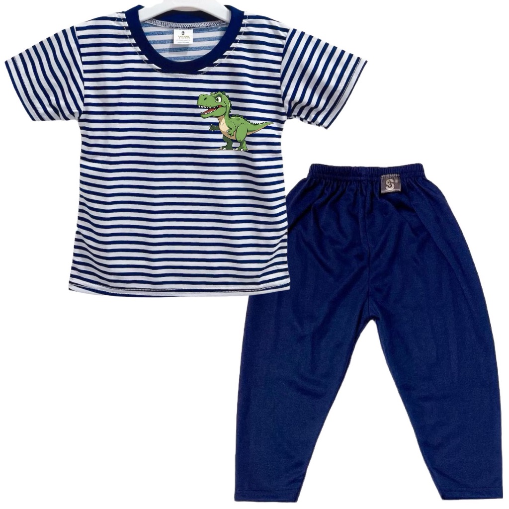 KATUN 3S YEYA-Conjunto Kids'stripe CP DTF/PRINT L0G0 TREX/DINOSAURUS Algodão