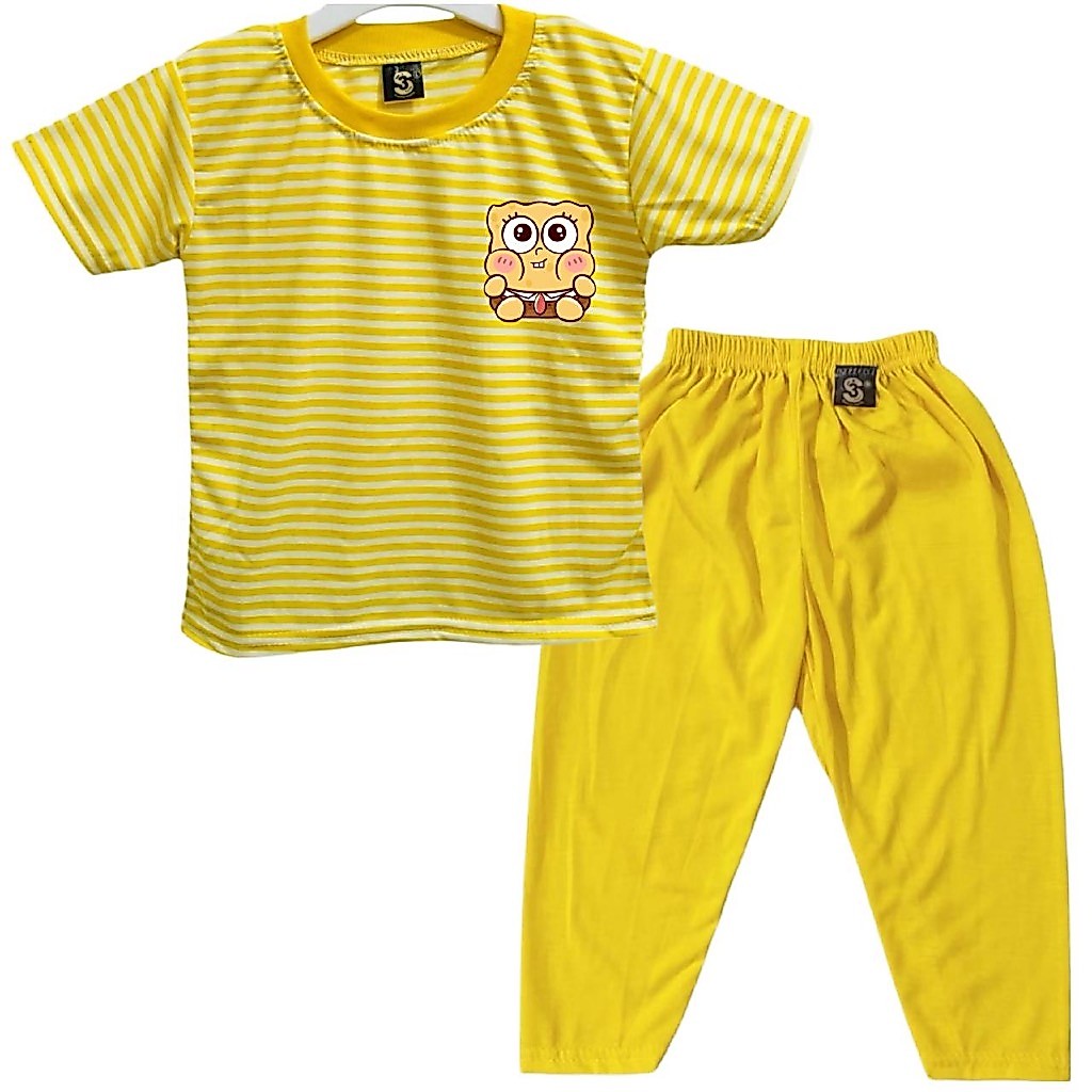 KATUN 3S YEYA-Conjunto Kids'stripe CP DTF/PRINT L0G0 Esponja BOB Algodão