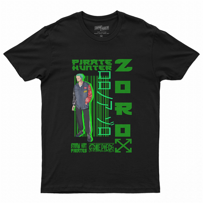 Camiseta Camisa Algodão unissex anime One Piece Zoro Green
