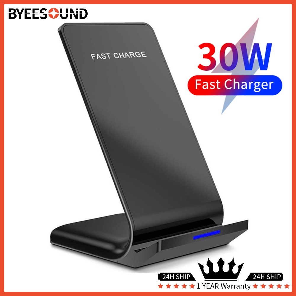 Carregador Sem Fio Qi de 30W, Suporte de Carregamento Rápido para iPhone e Samsung