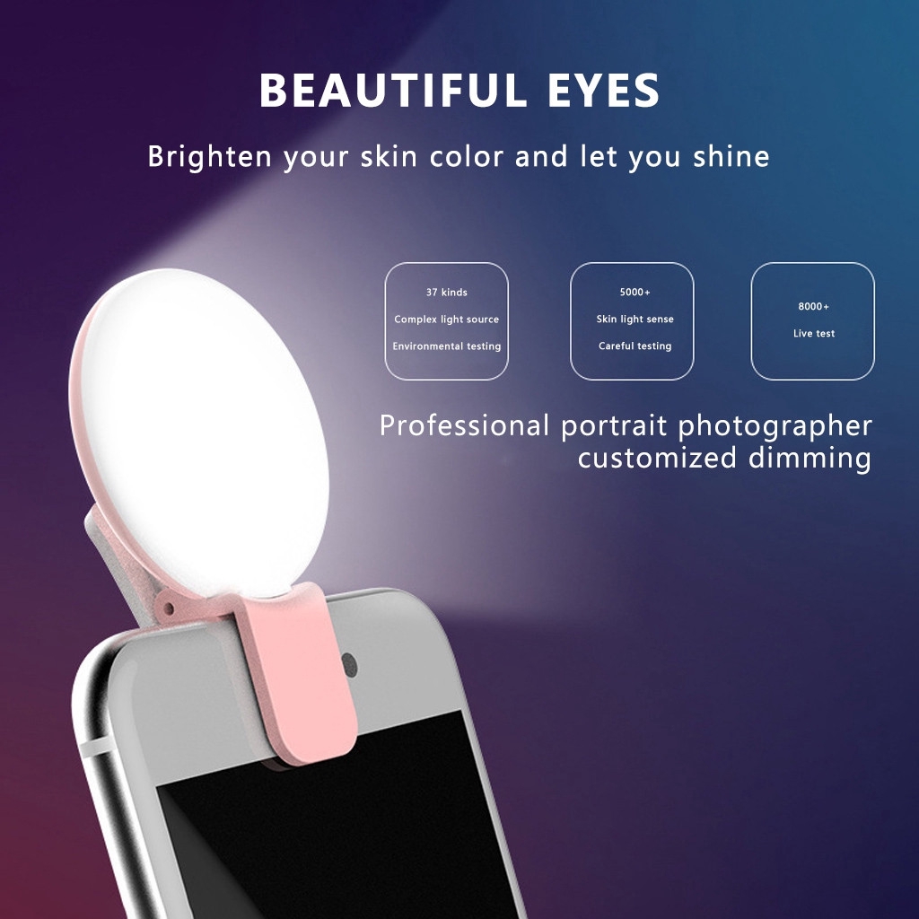 Luz de preenchimento LED flash recarregável para selfie