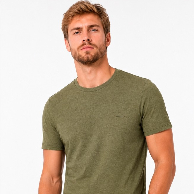 Camiseta Masculina Ogochi Mc Slim Casual Green 0003
