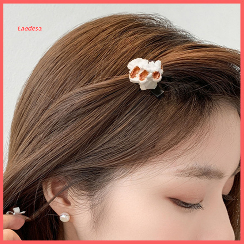 Cute Hair Clips for Women Grips for Shower Popcorn for Girls Mini Food-themed Barrettes Novelty Realistic Snack Pins Tre