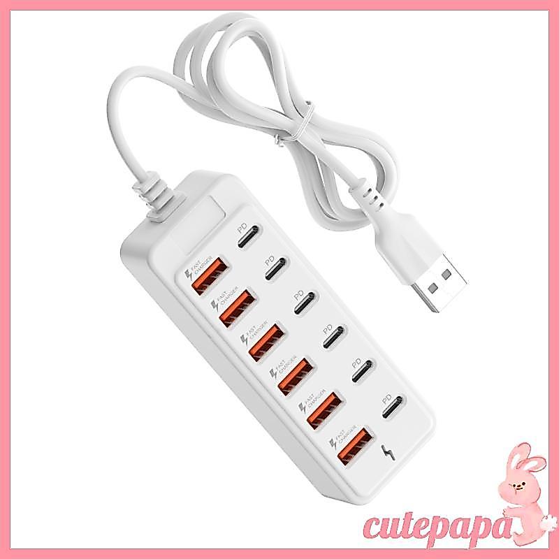 cutepa Potência USB C E Adaptador Carregamento MultiPort Tomada Elétrica Para Vários Dispositivos Simultaneam