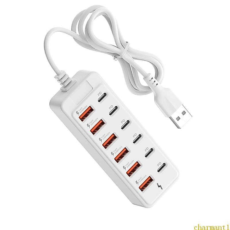 charmant MultiPort USB C E A Adaptador Carregamento Tomada Elétrica Suporta 12 Dispositivos Simultâneo S