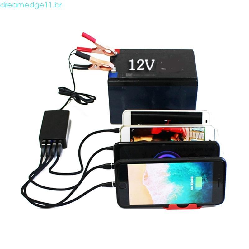 dreamedge11 Conversor Portátil Clipe 12V 24V A 5V Carregador USB Multiport 4 Portas