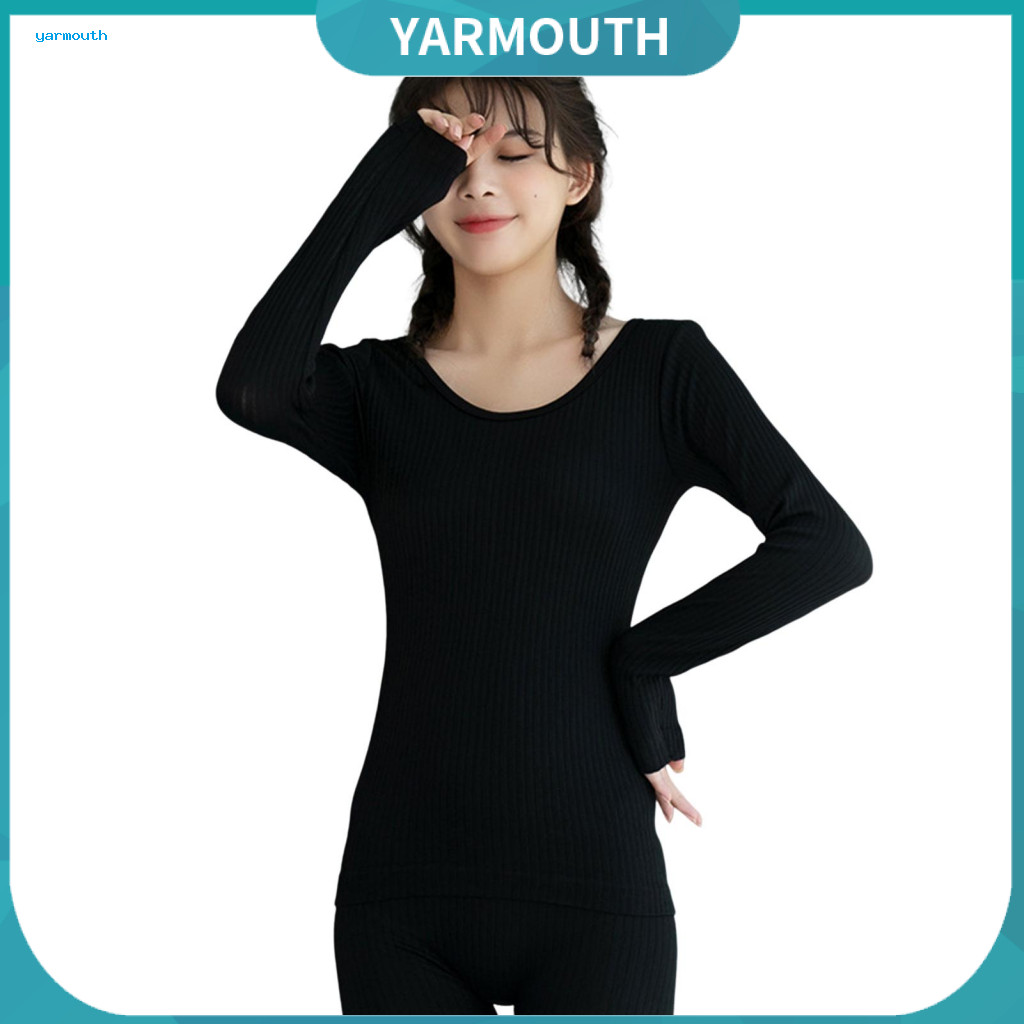Top and Pants Pajama Set Women Two-piece 2 Pcs Winter Thermal Underwear O Neck Long Sleeve Slim Fit Warm Pajamas Sleepwe