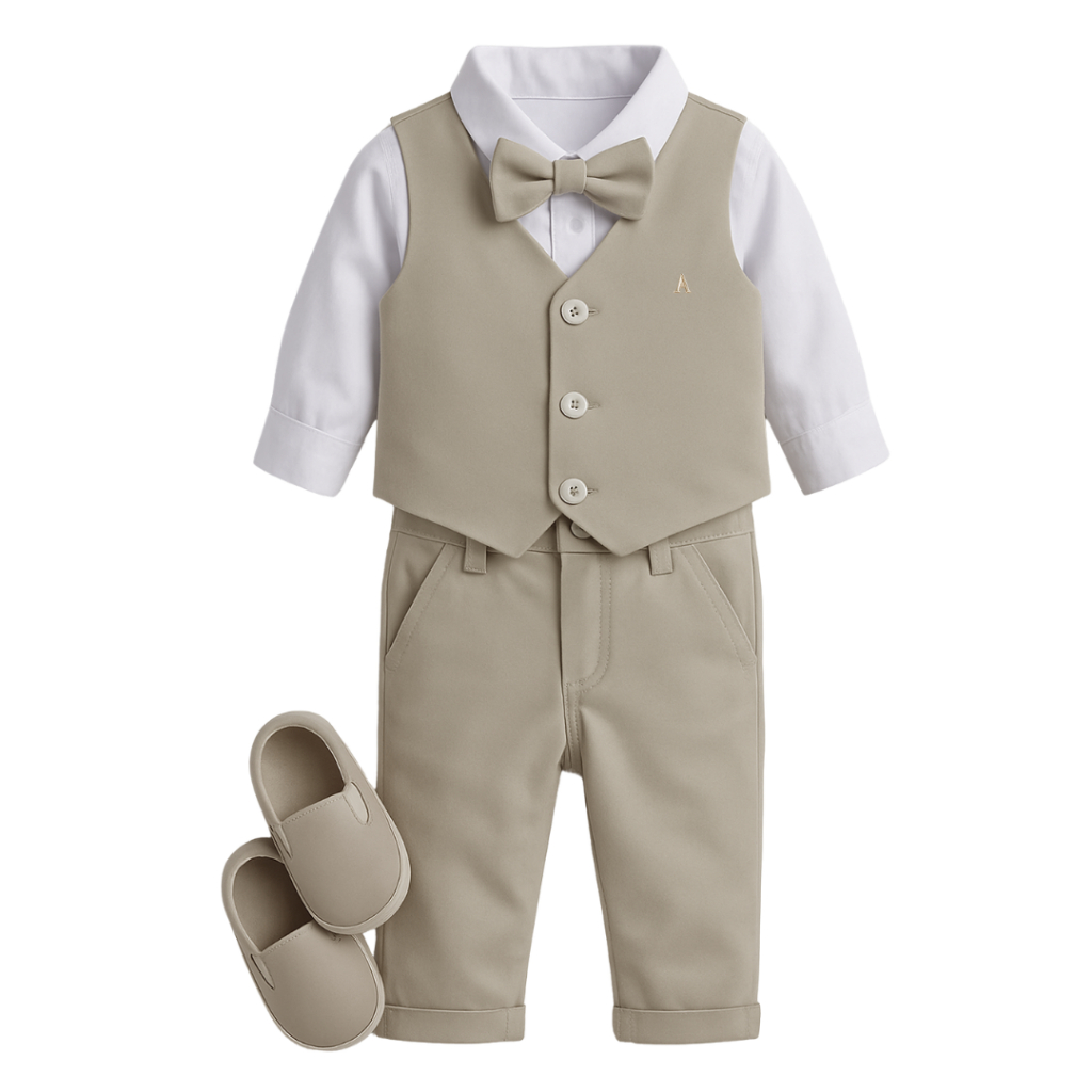 Roupa Social Bebe com Colete e Gravata Batizado Casamento Festa Premium