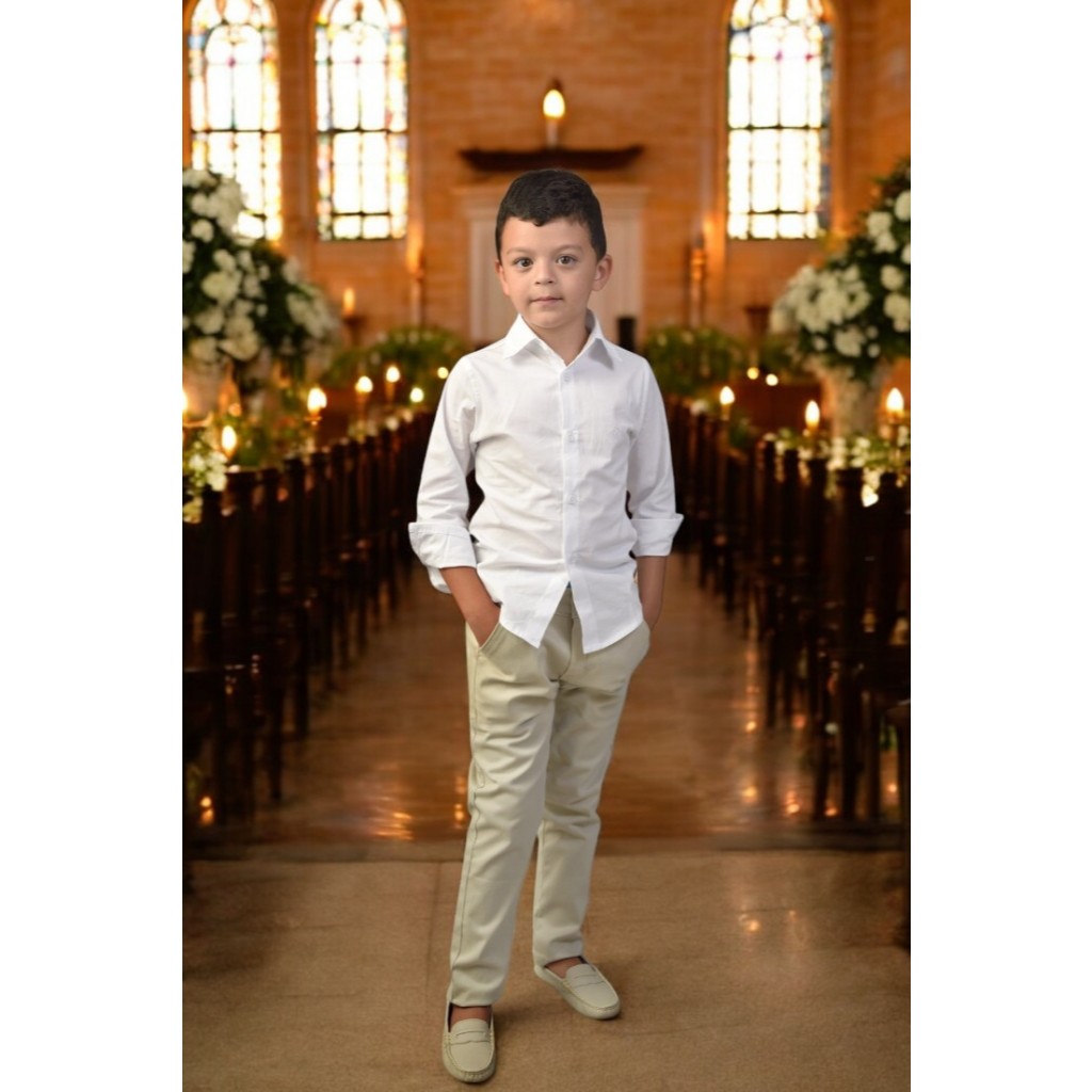 Conjunto De Camisa Branca E Calça Juvenil Variação De Cor Casamento Looks Para Igreja