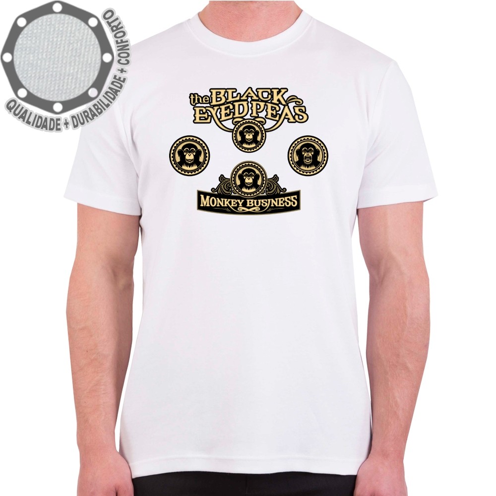 Camiseta The Black Eyed Peas Monkey Business Camisa Personalizada Adulto e Infantil