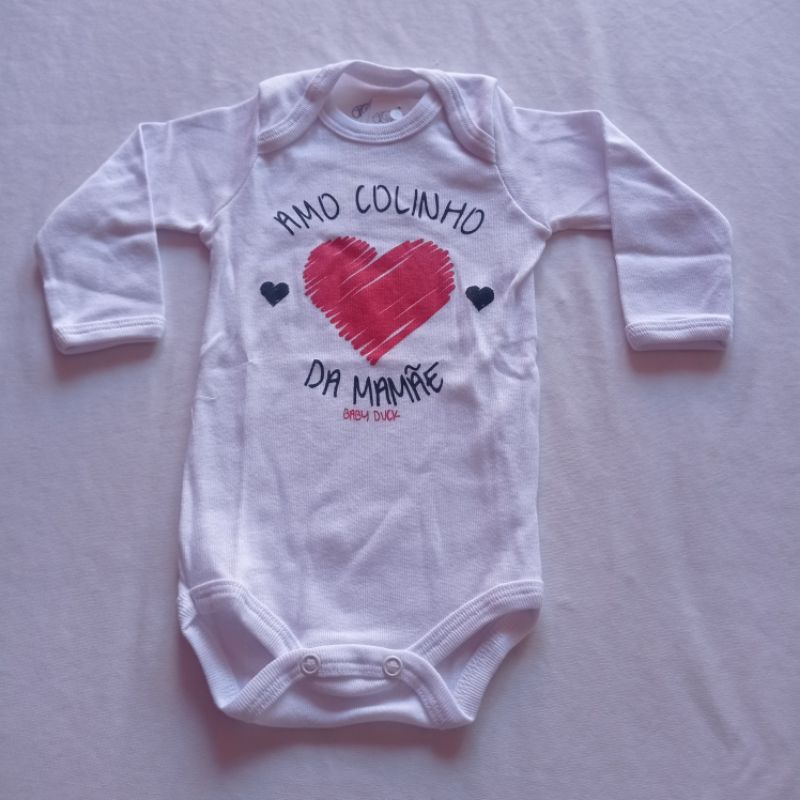 Body Manga Longa Baby Duck Classic - - Body Bebê Manga Longa em Malha lisa - Baby Duck frases- Enxoval- Recém Nascido