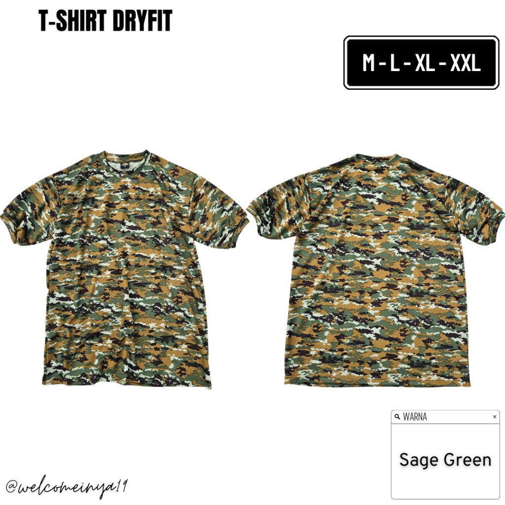 Camiseta De Manga Curta TNI Sage Green Camouflage Dryfit Mais Recente