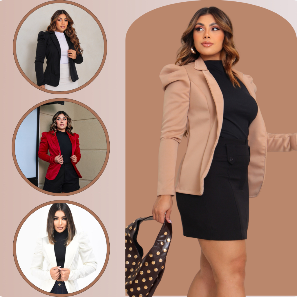 Blazer Feminino Manga Princess Trabalho Sair Social Luxo moda feminina blogueira Luxo barato