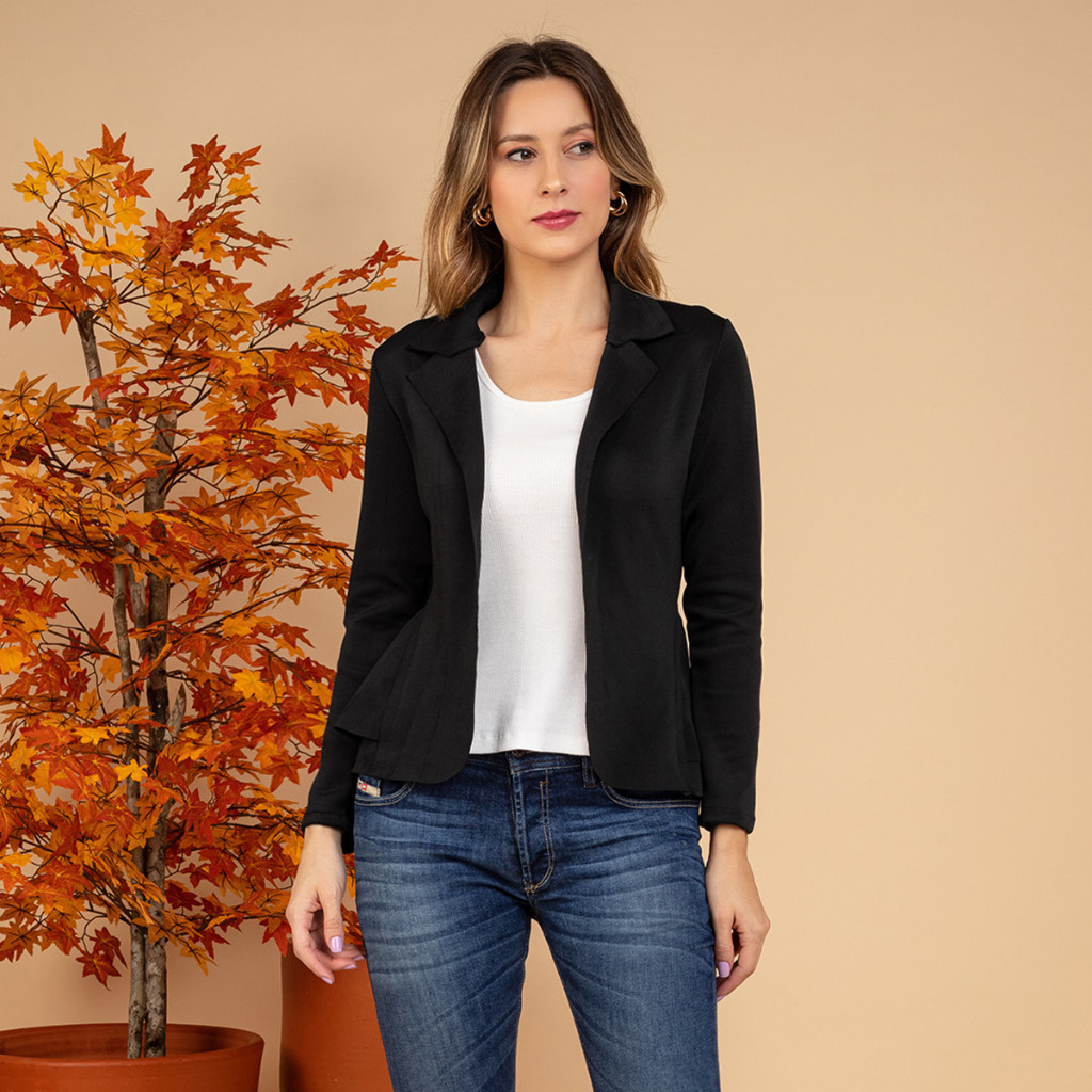 Maria W Modas Blazer Casaquinho Neopreme Feminino Terninho Formal Fornece Blazer Feminino Neoprene