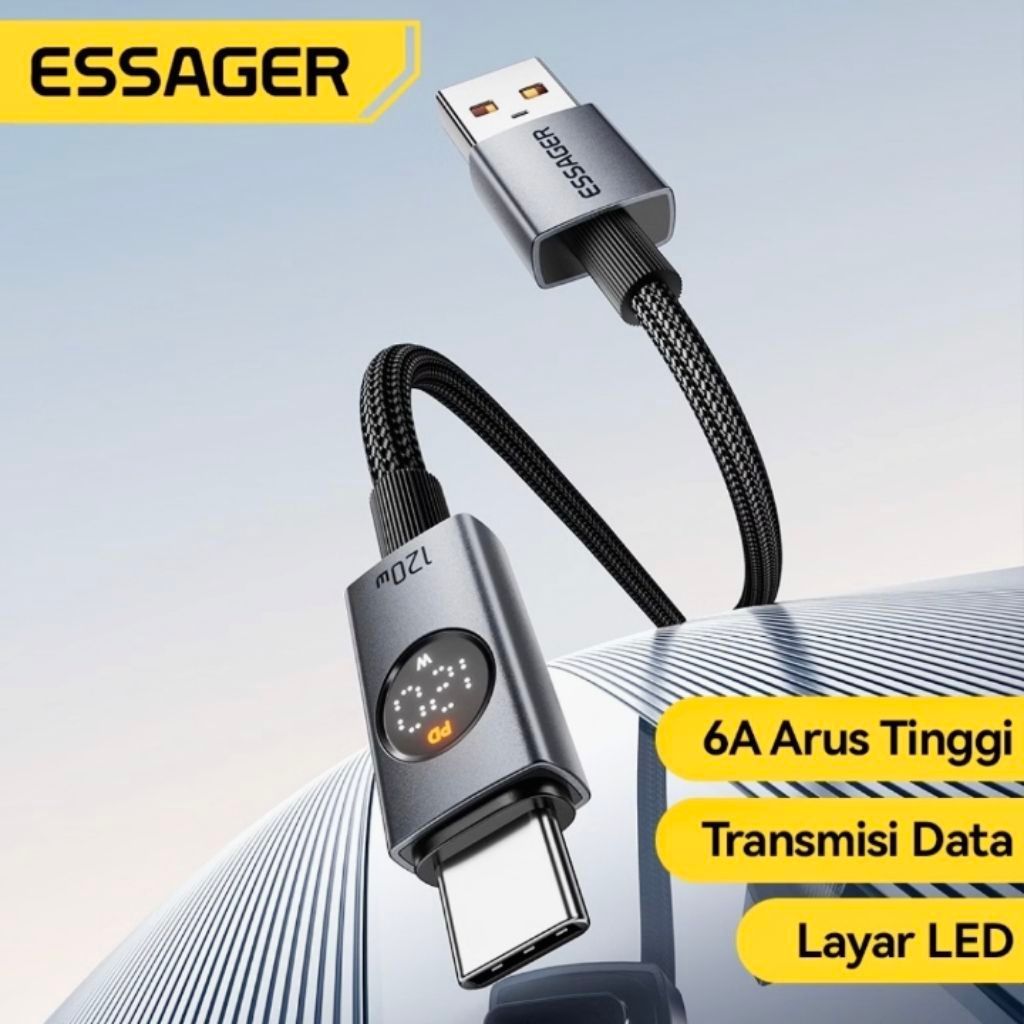 Cabo ESSAGER Para XIAOMI HyperCharge/Turbo Charge Suporta USB Tipo A C 120W 6A Com Display Digital-REDMI-POCO-1 Metro