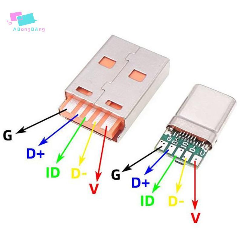 Abongbanghn Carga Rápida Tipo-C USB 65W 5A Conector Macho Soldagem Com 5Pin PCB + A 6 Pinos DIY OTG KIT De Dados Agradáv