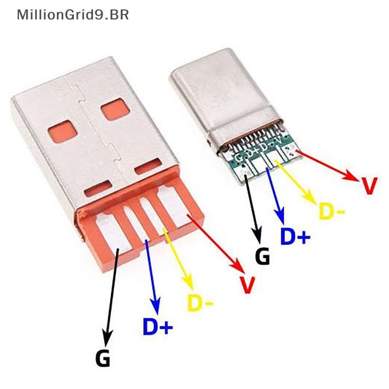 Moinho De Carga Rápida Tipo-C USB 65W 5A Conector Macho Soldagem Com 5Pin PCB + A 6 Pinos DIY OTG KIT De Dados BR