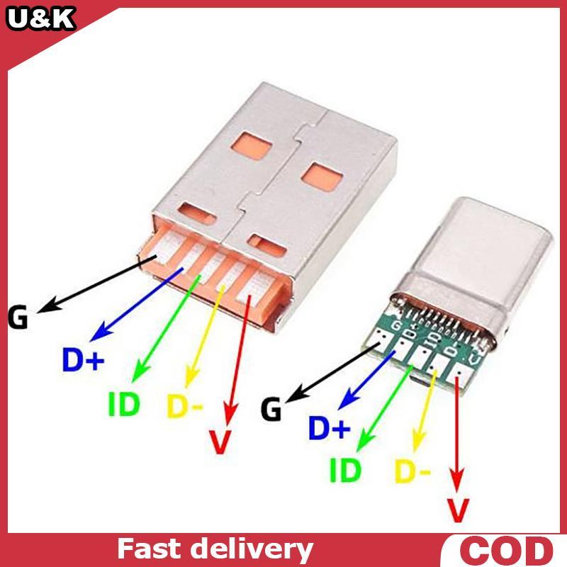 [U & K] Tipo-C USB 65W 5A Conector Macho Soldagem Com 5Pin PCB + A 6 Pinos DIY OTG KIT De Carga De Dados