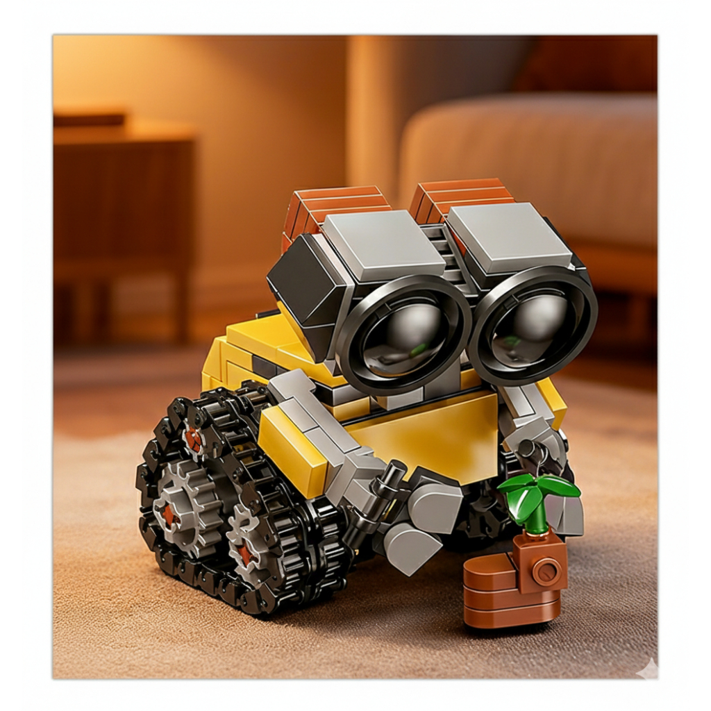 Robô Coletor Vintage em Micro Blocos – Edição Especial de Construção 3D