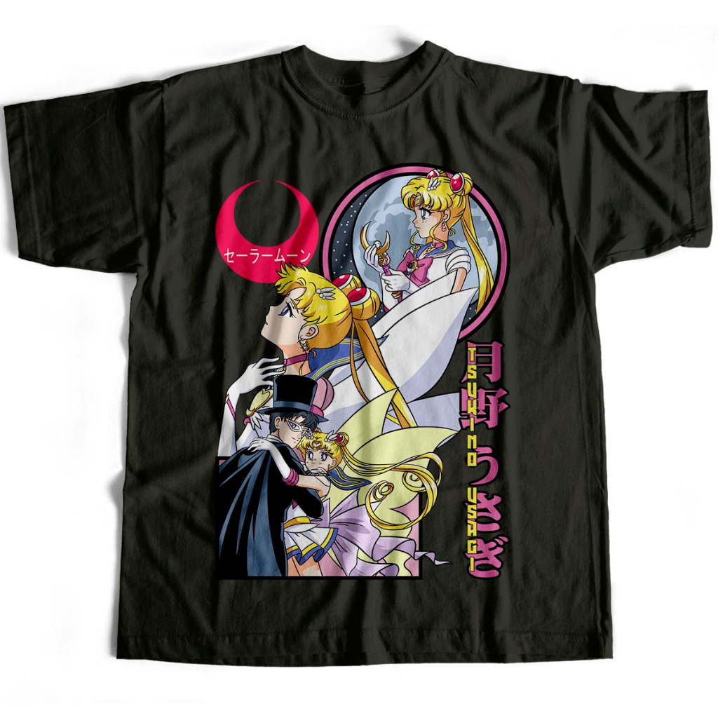 Camiseta Básica Serena e Tuxedo Sailor Moon