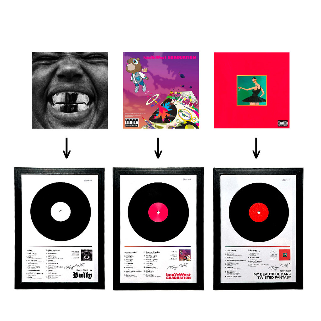 Quadro Decorativo - Kanye West - 3D - NFC - Abre Musica no Spotify - Bully - Graduation - MBDTF