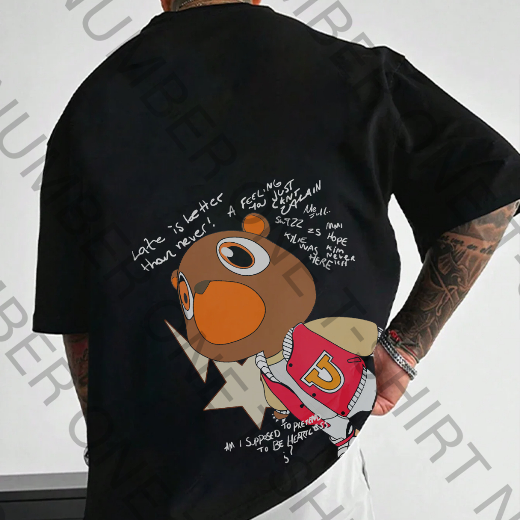 Camiseta Basica Algodao Kanye West Bear Graduation Face Eyes Rap Unissex