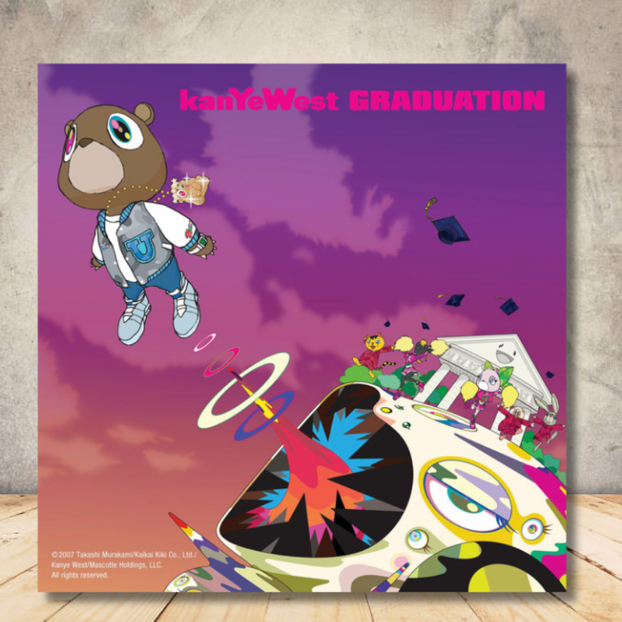 Quadro Placa Decorativa Kanye West Graduation Albuns de Rap quadrado
