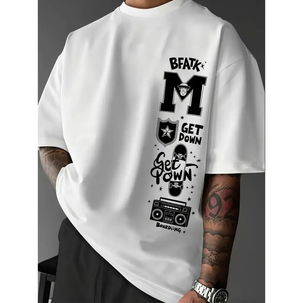 Camiseta Algodão Premium Streetwear Casual Basica Boarding Get Down