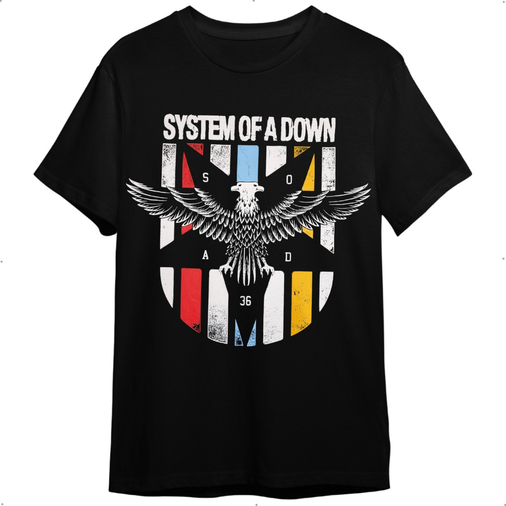 Camiseta Camisa System Of A Down II Preta Unissex Banda de Rock Algodão Casual Básica